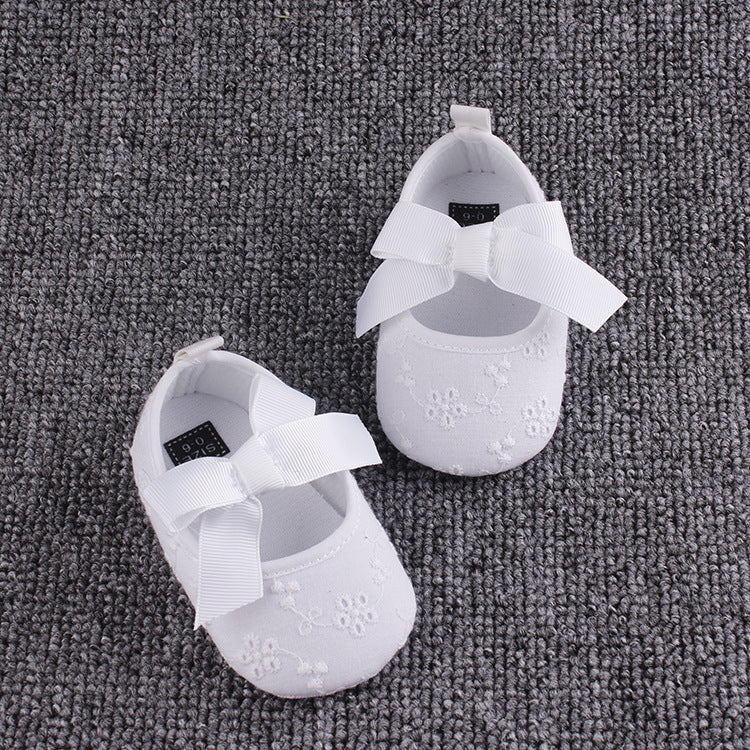 Baby Cotton Shoes Elastic Band Bow Baby Walking Shoes