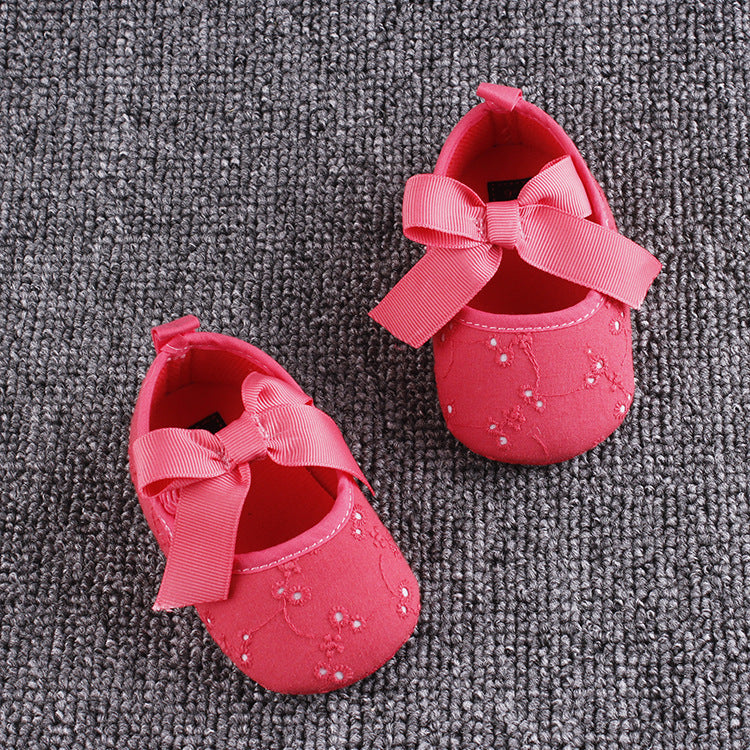 Baby Cotton Shoes Elastic Band Bow Baby Walking Shoes
