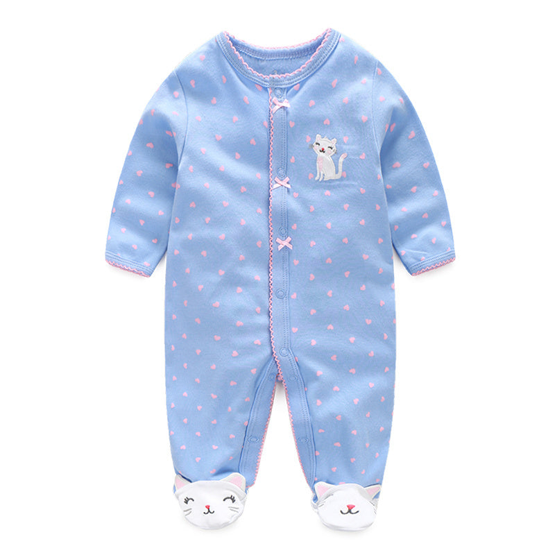 Long-sleeved one-piece buttoned romper crawler