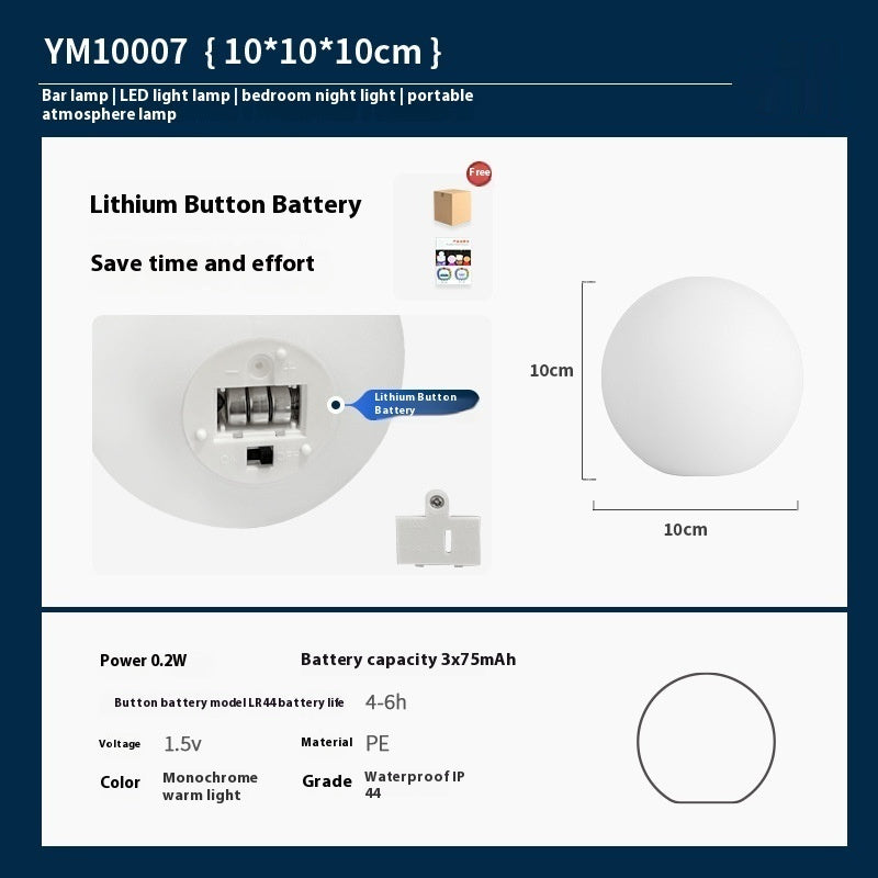 Popular 6cm Glowing Night Lights USB Charging